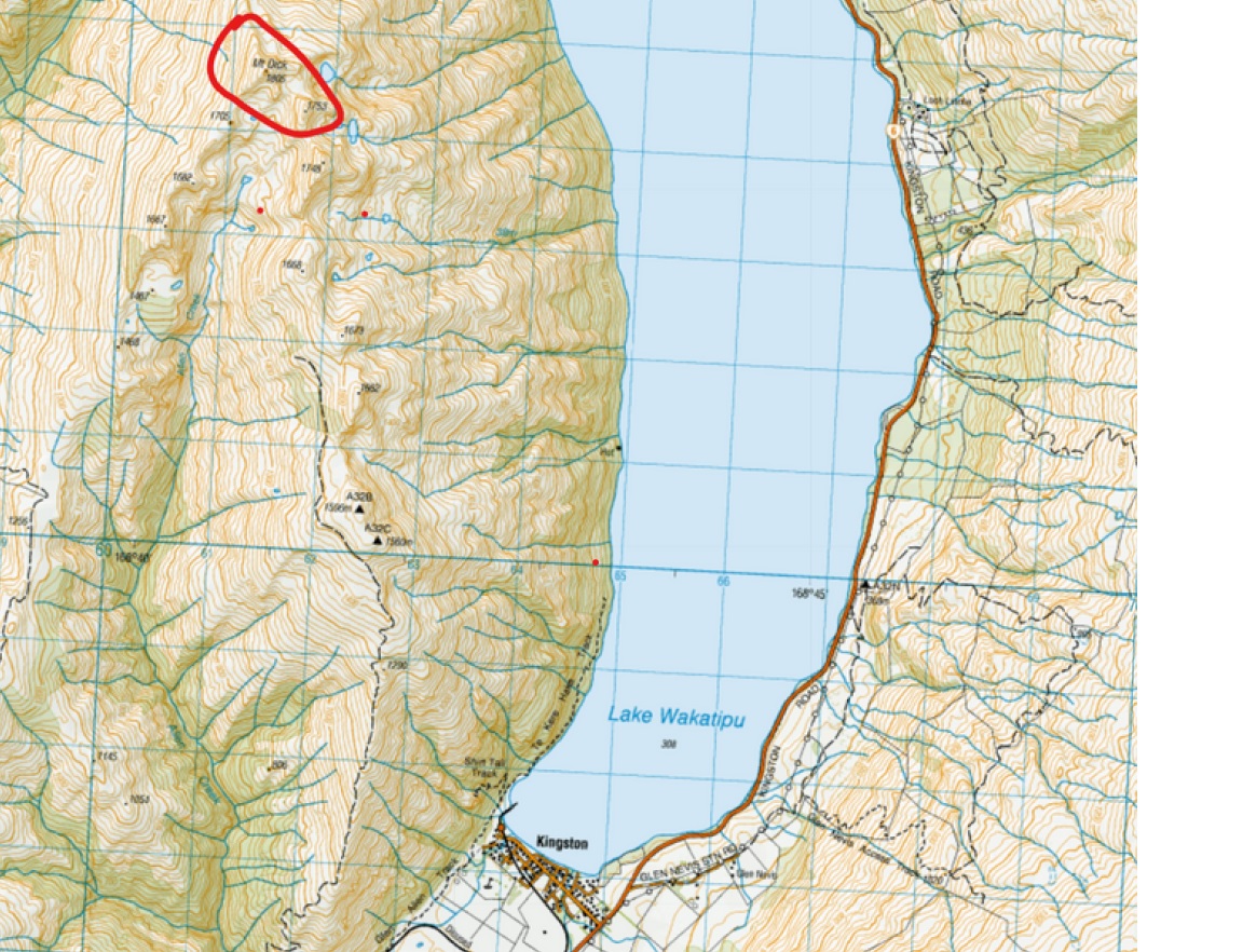 Map showing Mt Dick